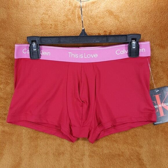 CALVIN KLEIN Mens Large Cranberry Red Low Rise Boxer Briefs This is Love Pride - Picture 2 of 5
